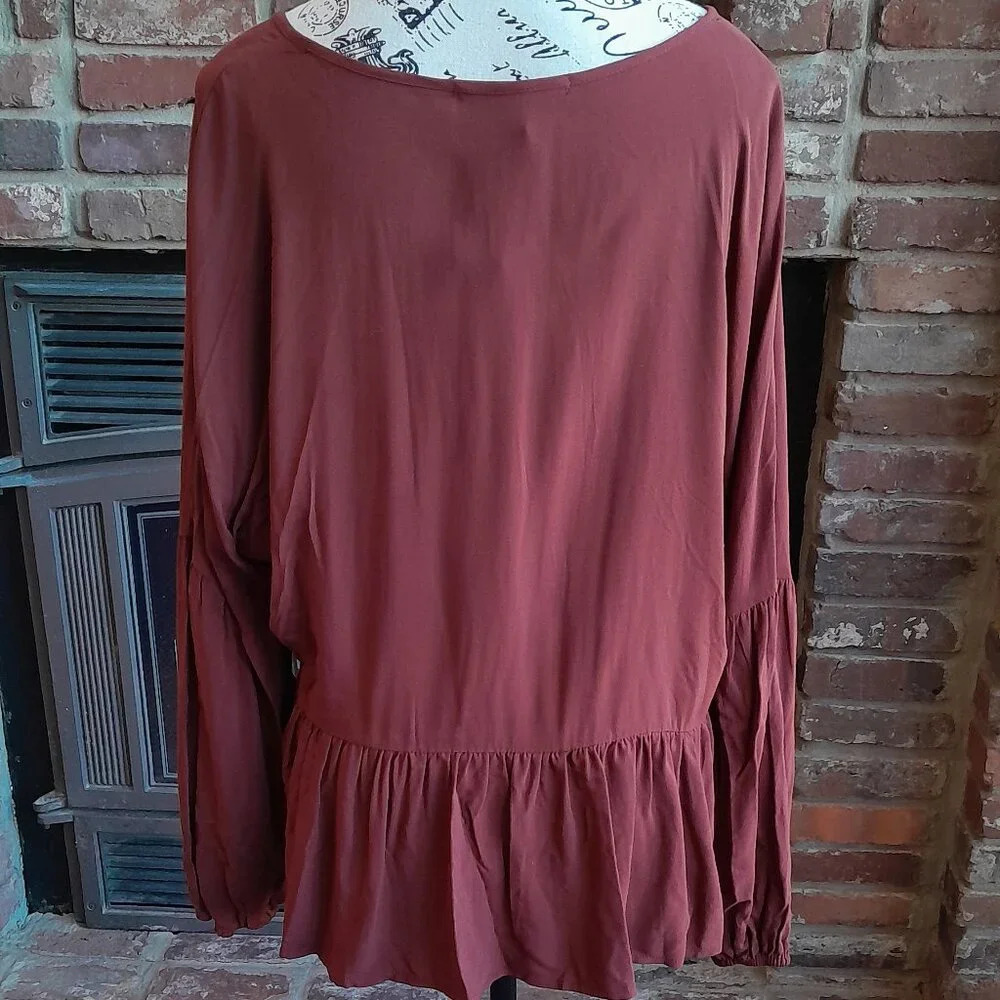 Chelsea & Violet Maroon Embroidered Blouse NWT - Picture 5 of 9